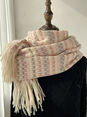 Airchics écharpe carreaux avec frange femme doux